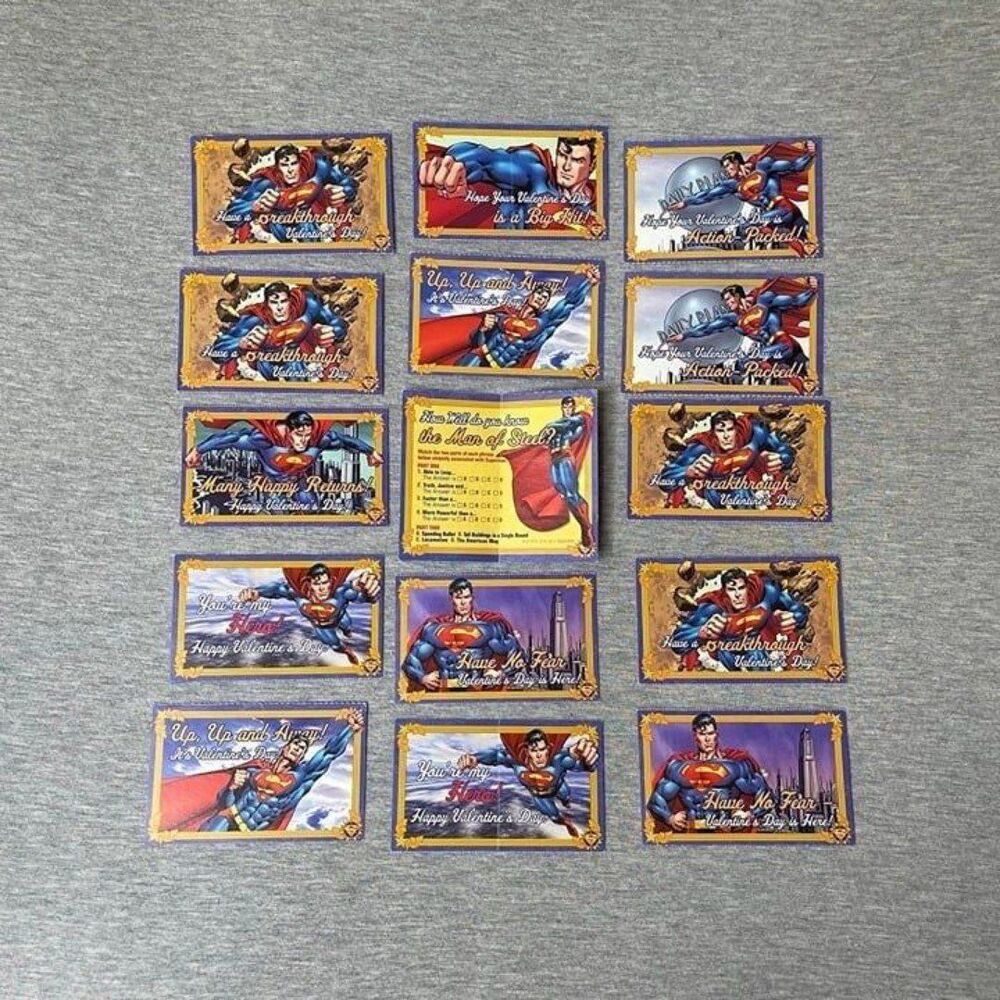 DC Comics Superman Vintage Early 2000’s Valentines Day Cards 15 PCS. Set